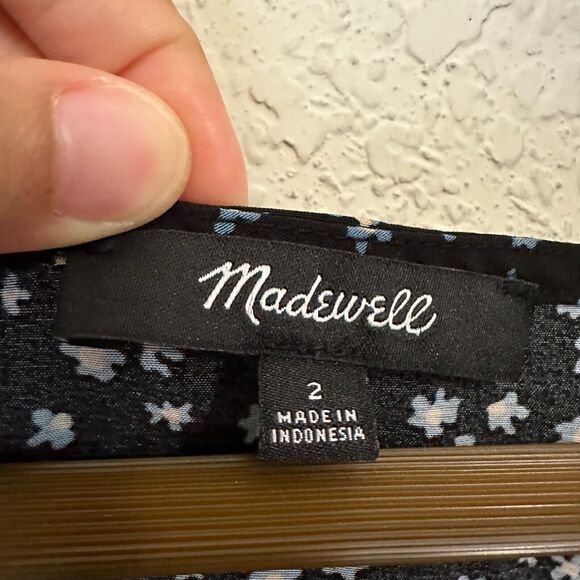 MADEWELL Seamed Long Sleeve Mini Dress in True Black Ditsy Floral - Picture 10 of 15